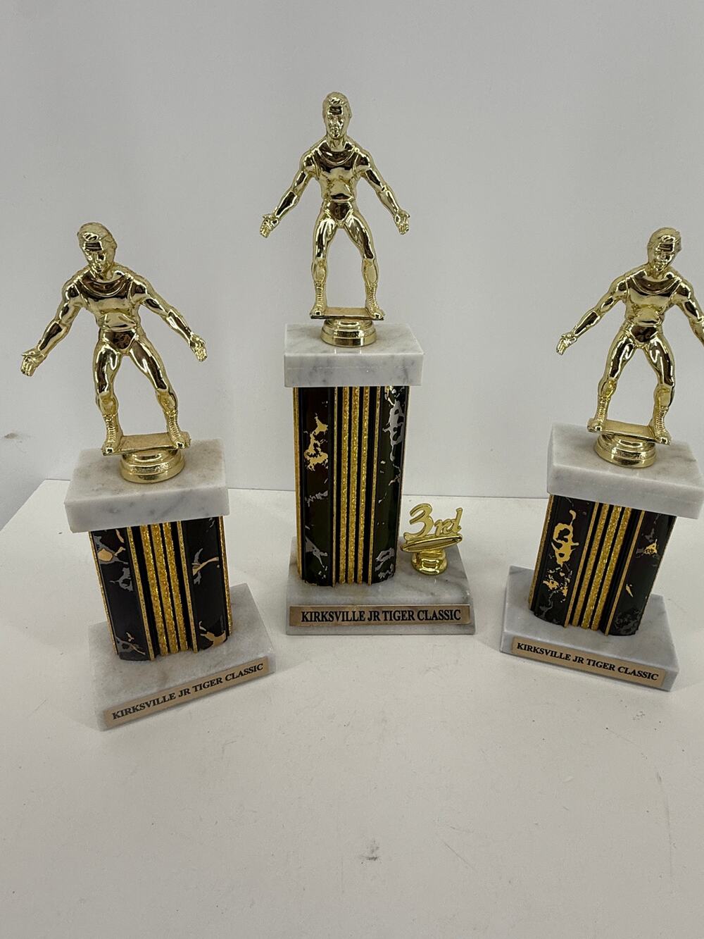 Wrestling Trophy Lot Repurpose Parts 11 13 Inch Marble Base DIY Awards Craft
